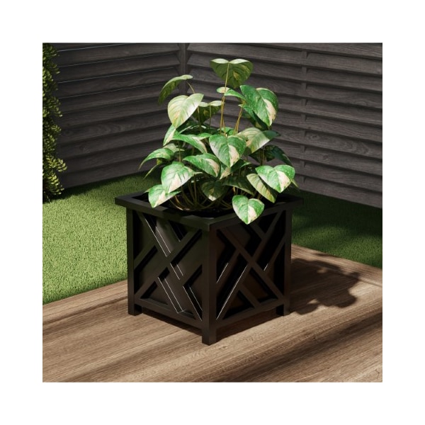 Nature Spring Square Planter Box, Lattice Container with Bottom Insert for Flowers and Plants, Black 955237EPR - main